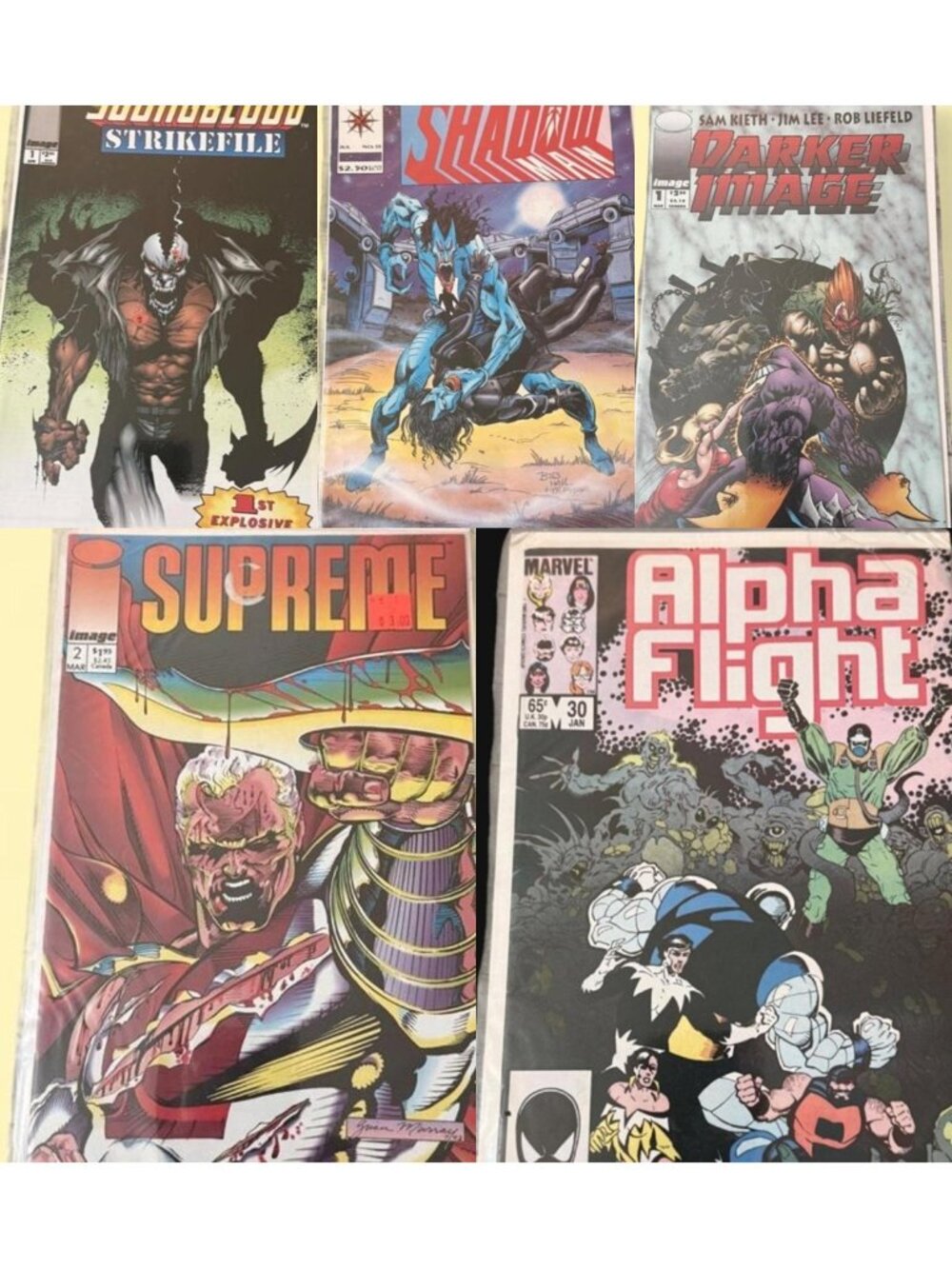 90s Comic Book Lot of 5 Youngblood Darker Image Supreme Shadowman Alpha Flight